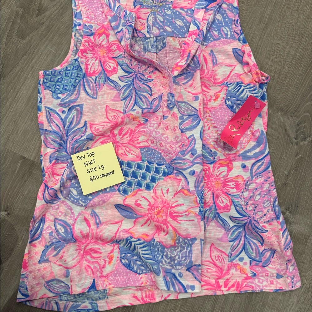 Lilly Pulitzer Pink and Blue Sleeveless Tank Top